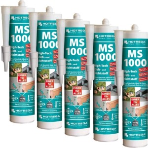 5 Tuben Hotrega MS 1000, transparenter Kleb- und Dichtstoff für vielfältige Anwendungen.
