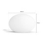 Philips Hue Flourish Tischleuchte, Weiß- & Farblicht, 1100 Lumen, mit Maßangaben.