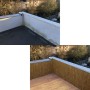 Vorher-Nachher: Balkon mit urfence Schilf Sichtschutz. Verwandelt Balkon in gemütliche Terrasse. Ideal für Zaunbau.