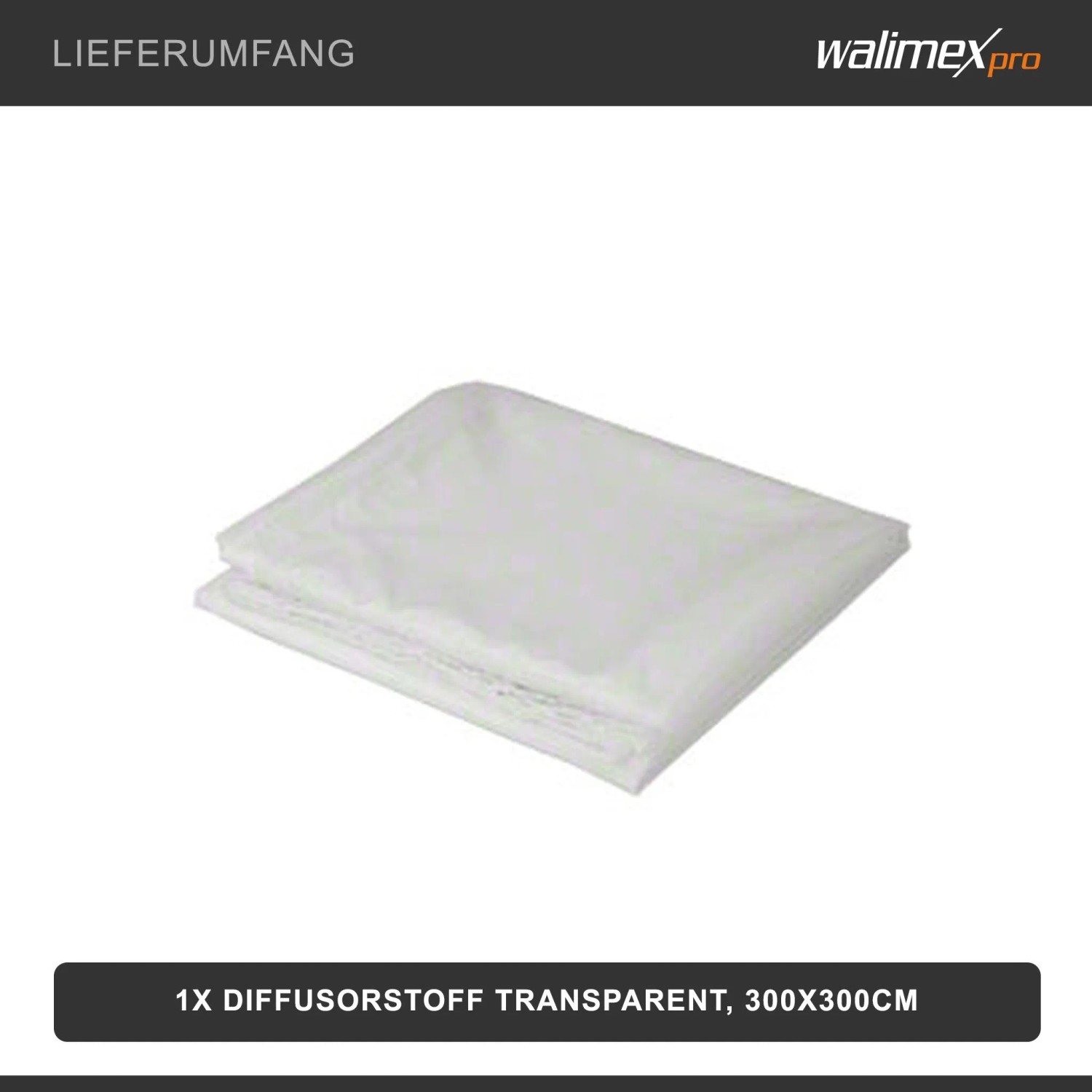 Walimex Diffusor Stoff 3x3m transparent, gefaltet. Lichtformer für Fotostudio, weiches Licht, Fotohintergrund.