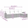 Maße des beigen 5-tlg. vidaXL Garten-Sofa-Sets aus Poly Rattan mit Kissen, technische Zeichnung.
