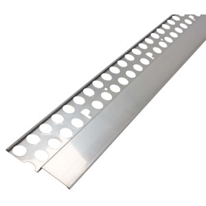 Protektor Noppenbahnprofil aus Edelstahl, silberfarben, für Außenputz ab 12mm Stärke.