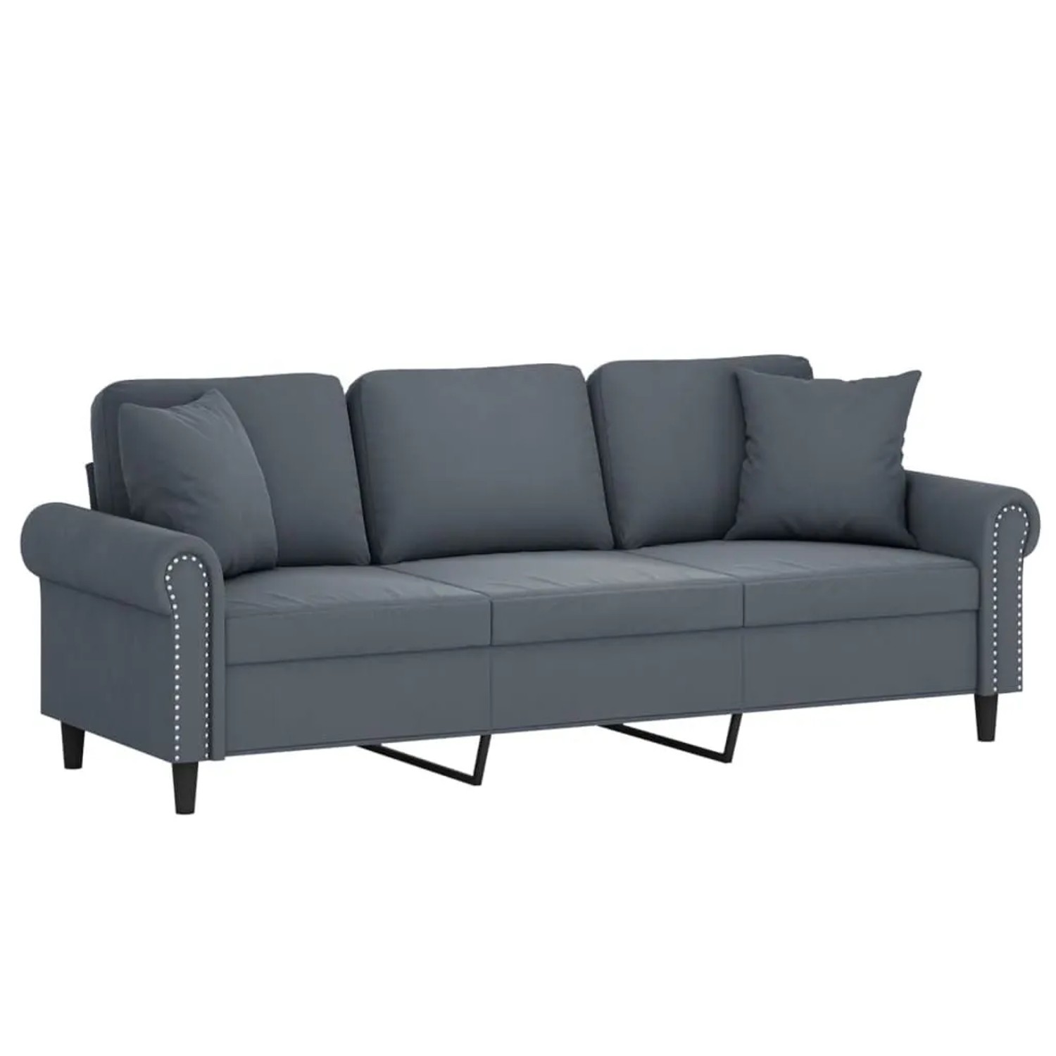 vidaXL 3-Sitzer-Sofa mit Zierkissen Dunkelgrau 180 cm Samt 3200956 günstig online kaufen