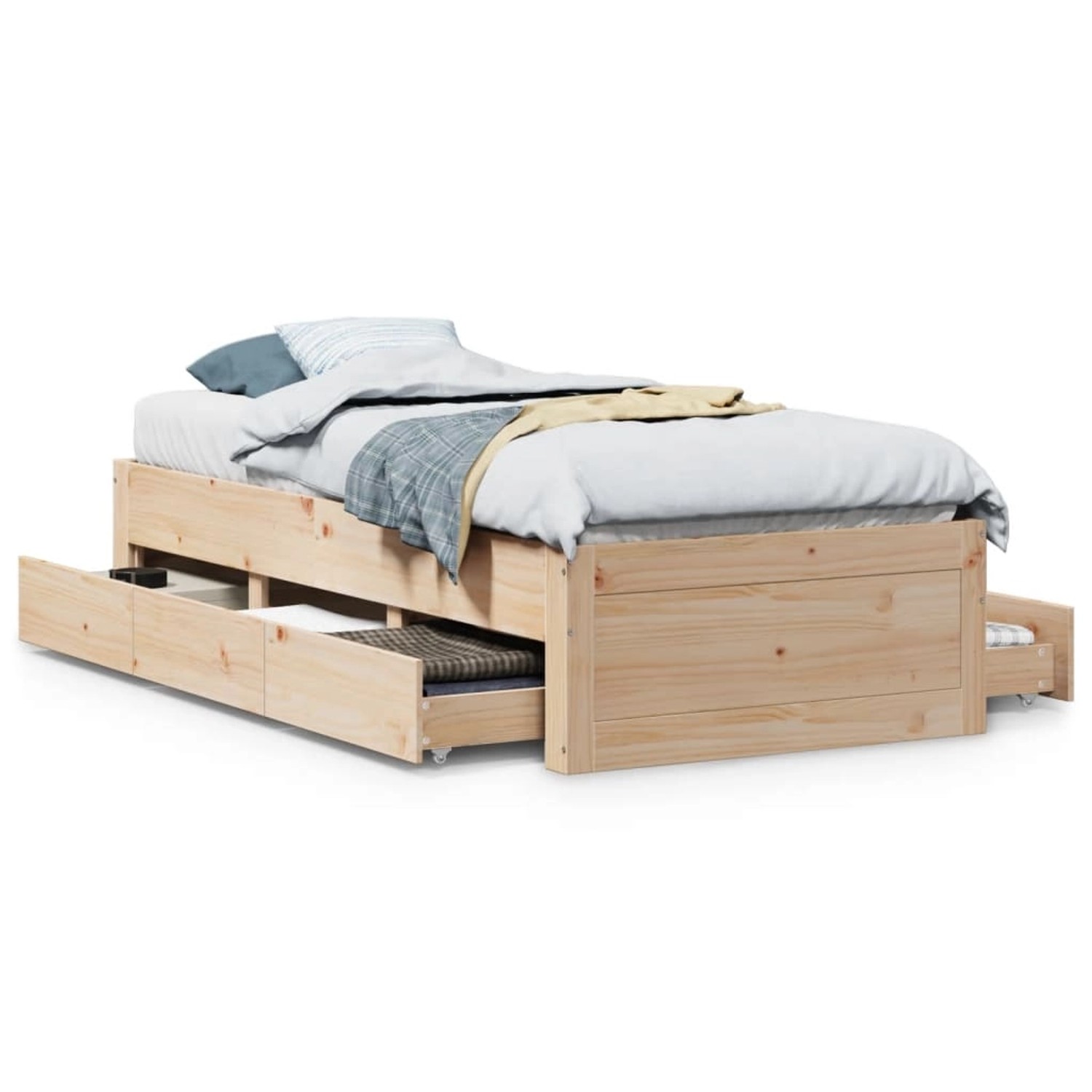 vidaXL Massivholzbett ohne Matratze mit Schubladen 75x190 cm 3308828