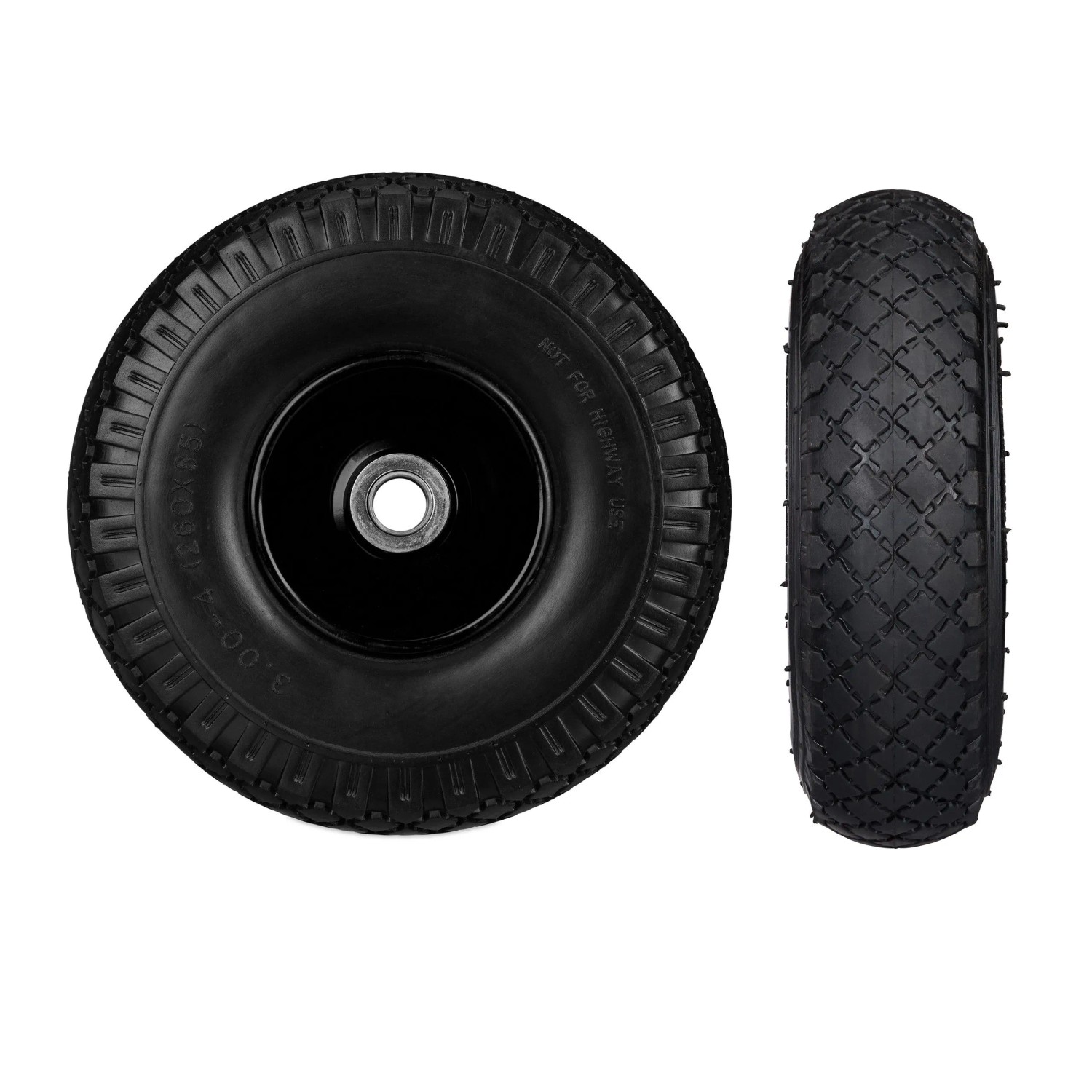 Relaxdays 2er Sackkarrenrad Set Stahl Schwarz Pannensicher 26 cm x 8,5 cm