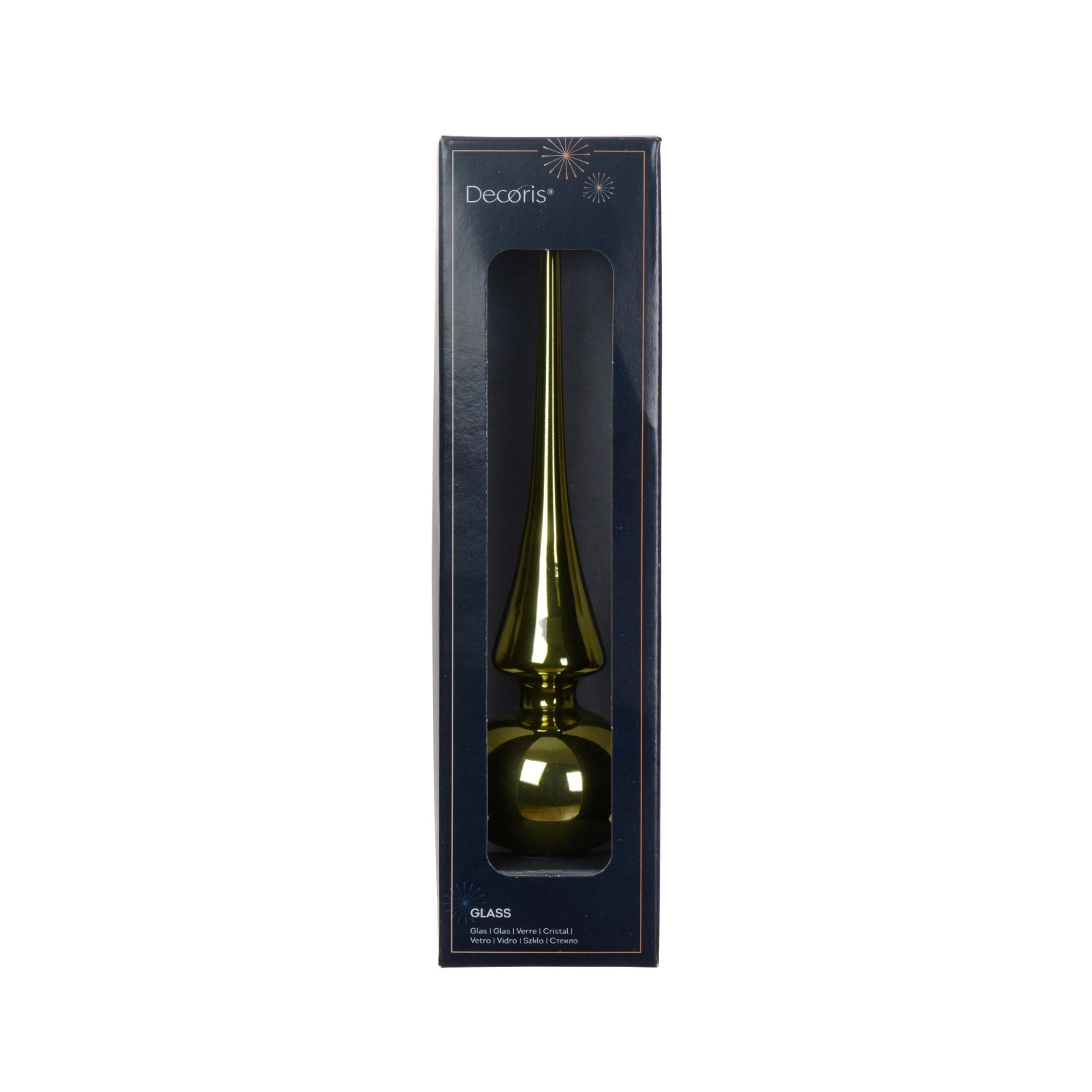 Decoris Baumspitze Glas Ø 6 cm x 26 cm Grün