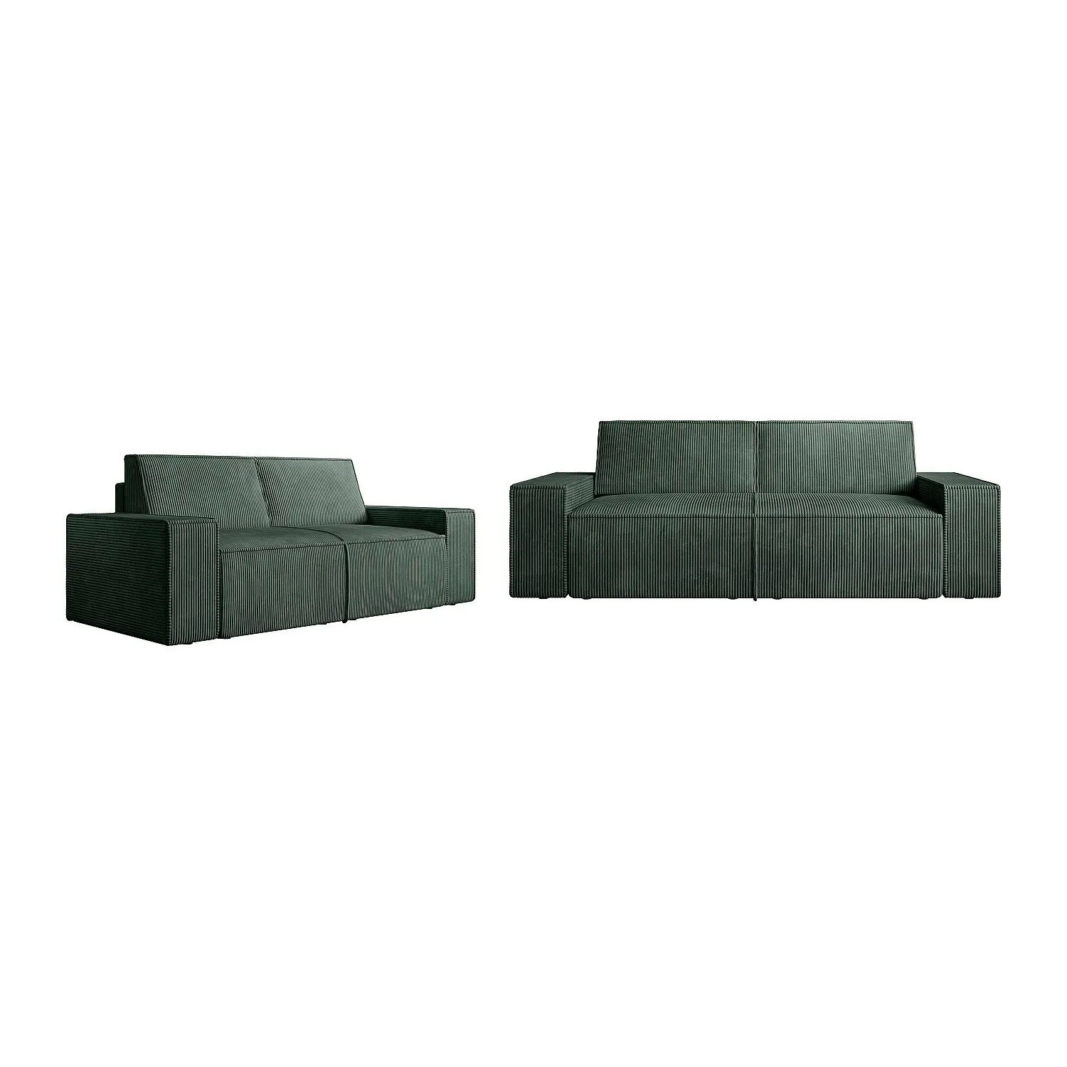 Vente-unique Couchgarnitur Amelia Tannengrün 210 cm  230 cm