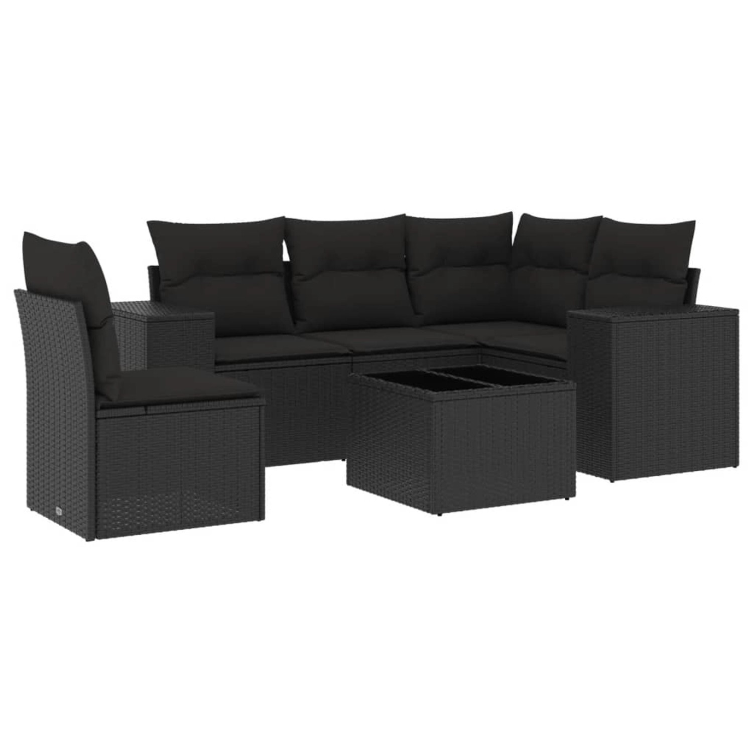 vidaXL 6-Tlg Garten-Sofagarnitur mit Kissen Schwarz Poly Rattan 3254912 günstig online kaufen