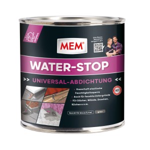 Dose MEM Water Stop 1 kg, Universal Bauabdichtung in Steingrau für verschiedene Untergründe.