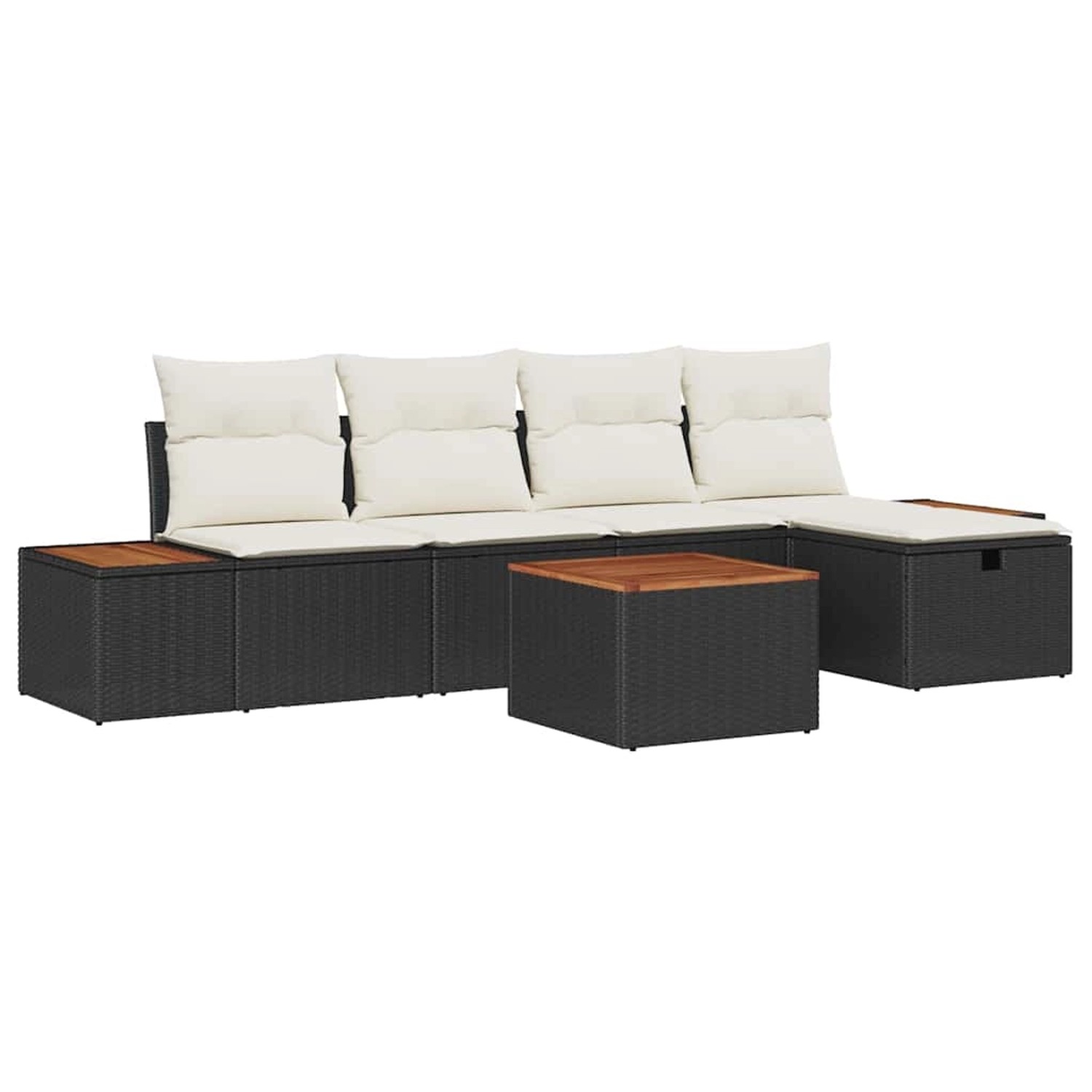 vidaXL Garten-Sofa-Set mit Kissen 6-Tlg Schwarz Poly Rattan 3359624 günstig online kaufen