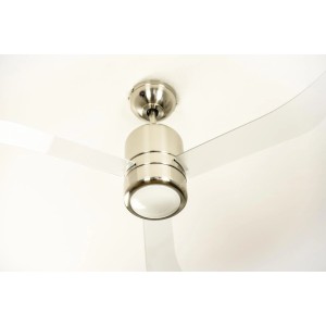 AIRERYDER Deckenventilator Loft Nickel mit transparenten Flügeln, Beleuchtung und Fernbedienung.