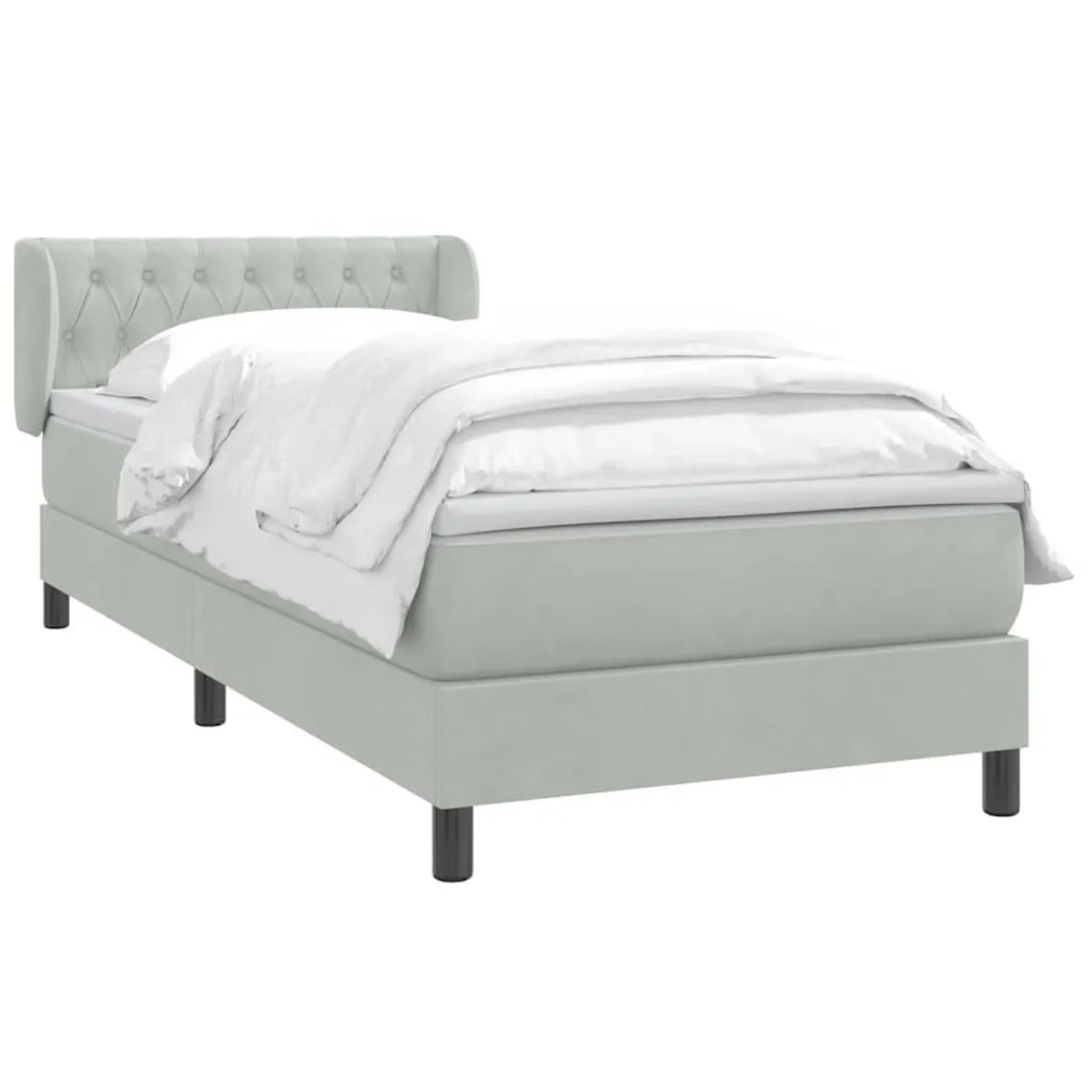 vidaXL Boxspringbett mit Matratze Hellgrau 80x220 cm Samt 3317799 günstig online kaufen