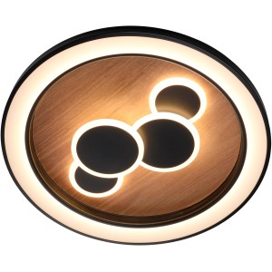 LED-Deckenleuchte Eliza von Paul Neuhaus, Holz-Natur/Schwarz, Ø 60 cm.