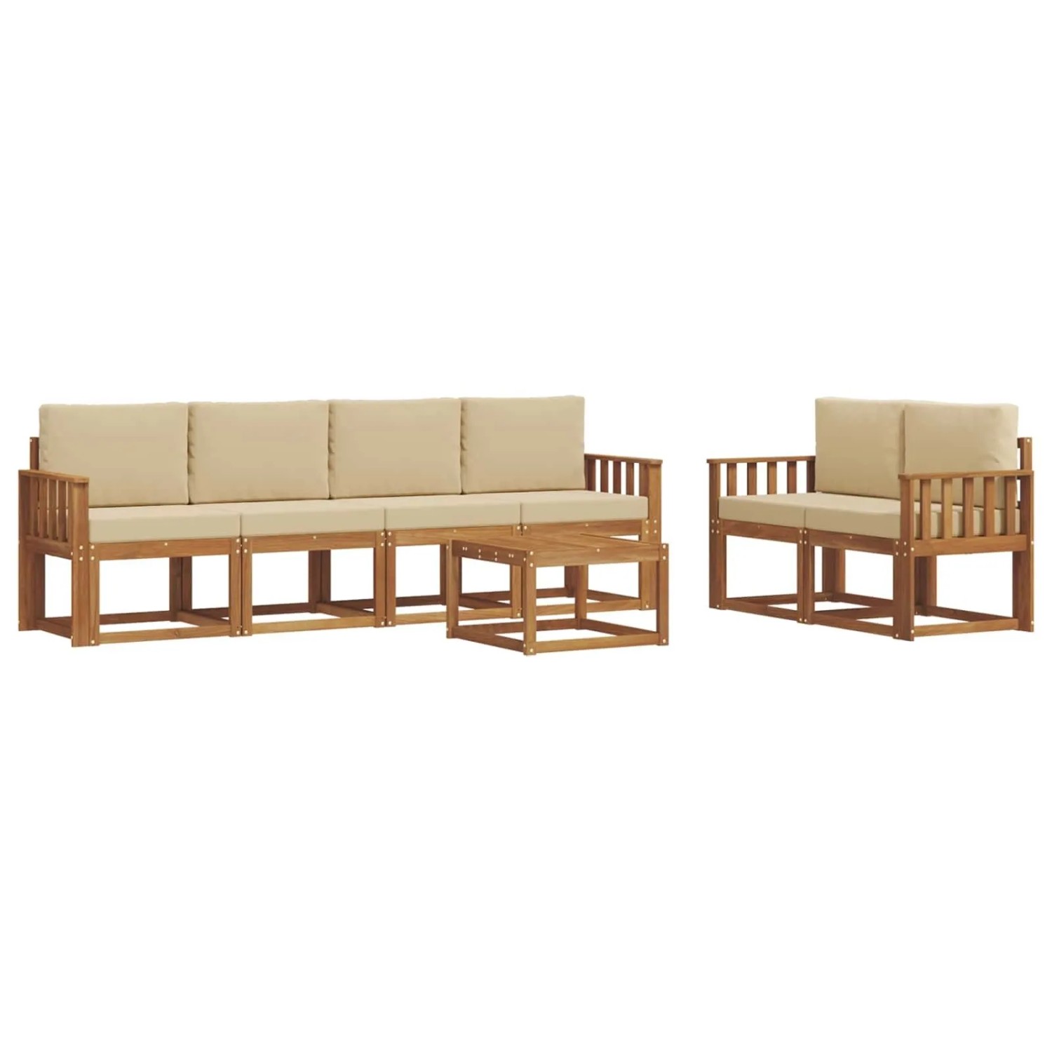 vidaXL Outdoor-Sofagarnitur 7 Stk Natur und Beige Massivholz Akazie 3366041
