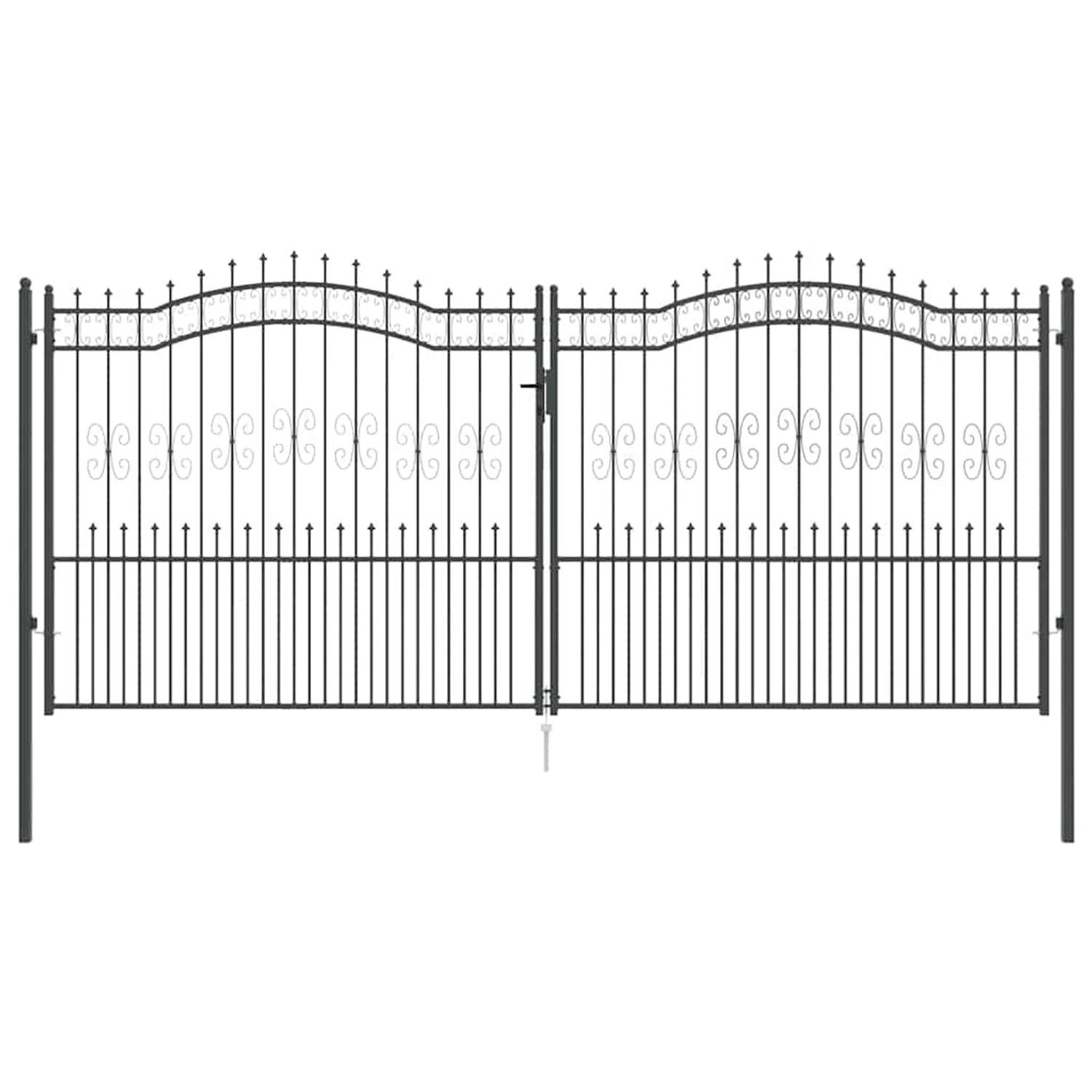 vidaXL Zauntor mit Speer-Top mit Schloss Grau 404 x 175 cm Stahl 42009051 günstig online kaufen