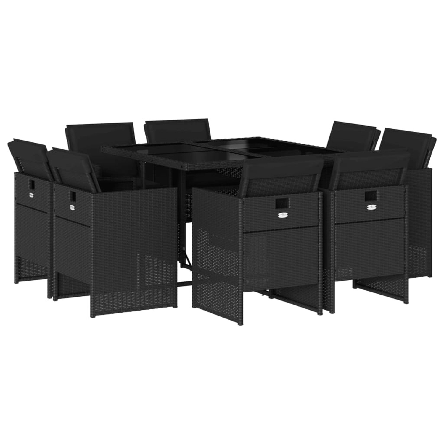 vidaXL 9-Tlg Garten-Essgruppe mit Kissen Schwarz Poly Rattan 3277782 günstig online kaufen