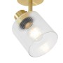 Goldener Art Deco Deckenstrahler Laura mit geripptem Glas, verstellbarer Spot.