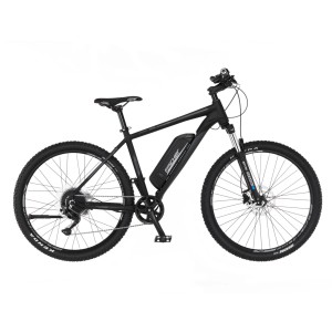 Schwarzes Fischer E-Bike Montis EM 2127 mit 627 Wh Akku und 48 cm Rahmen.