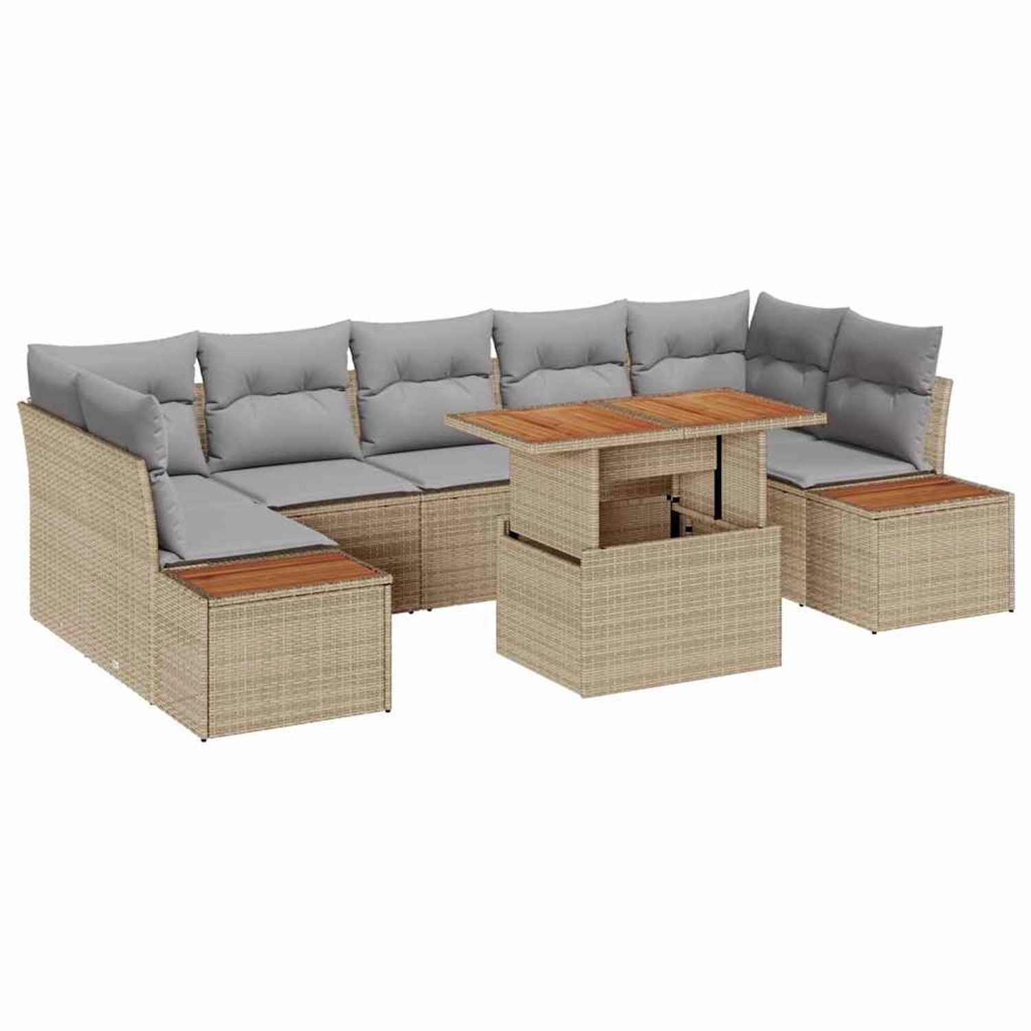 vidaXL Garten-Sofa-Set mit Speicher 8-Tlg Beige Poly Rattan 3358784 günstig online kaufen