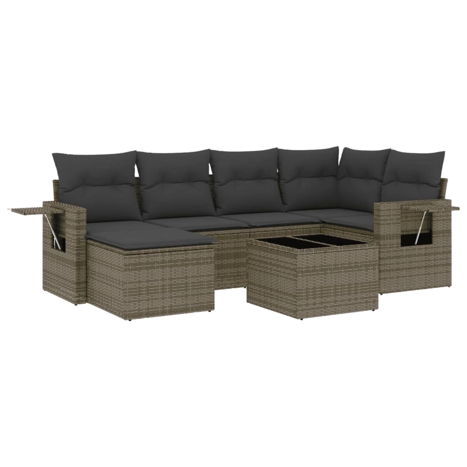 vidaXL 7-Tlg Garten-Sofagarnitur mit Kissen Grau Poly Rattan 3252807 günstig online kaufen