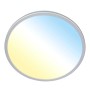 Flache, runde Briloner LED-Deckenleuchte Kada, chrom matt, mit einstellbarer Farbtemperatur.