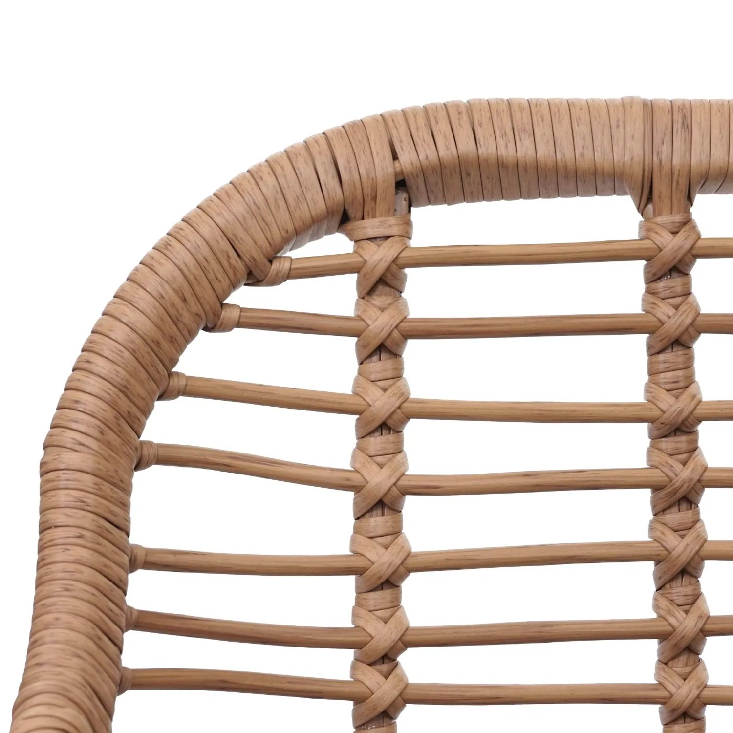 Detailansicht der naturfarbenen Poly-Rattan Lounge-Garnitur G17 mit geflochtenem Design.