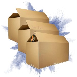 3er Set PROREGAL Umzugskartons, 2-wellig, 1200x600x600 mm, bis 30 kg belastbar.