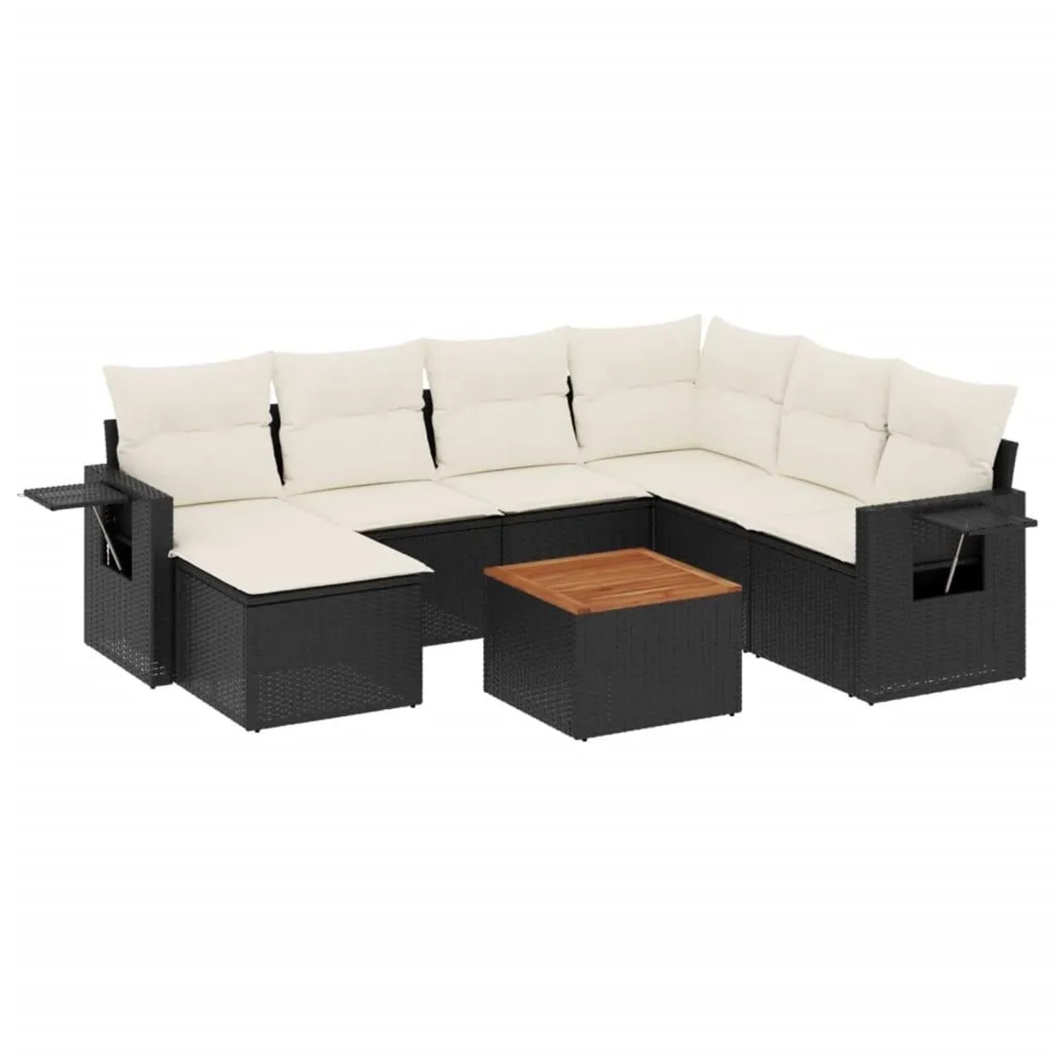 vidaXL 8-Tlg Garten-Sofagarnitur mit Kissen Schwarz Poly Rattan 3224677