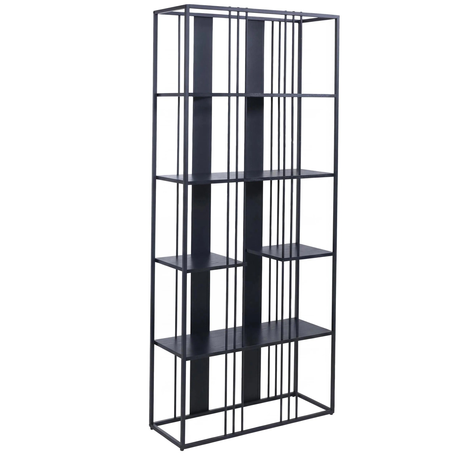 MCW Regal P12 Industrial Metall Melamin 180x80x31cm Schwarz Schwarz