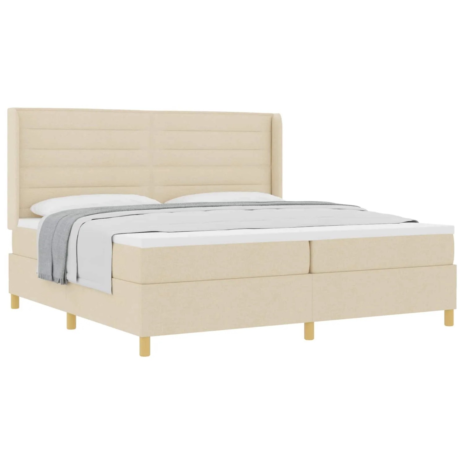 vidaXL Boxspringbett mit Matratze Creme 200 x 200 cm Stoff 3341796