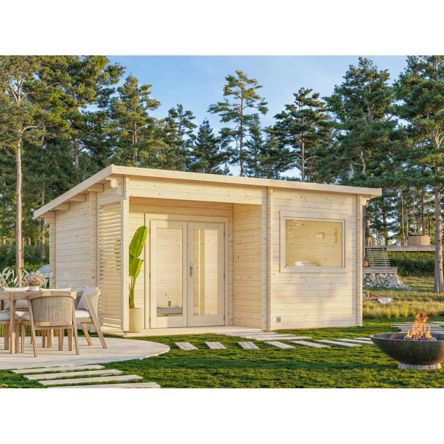Palmako Sauna Sanna 480 x 320 cm Naturbelassen FSC® günstig online kaufen