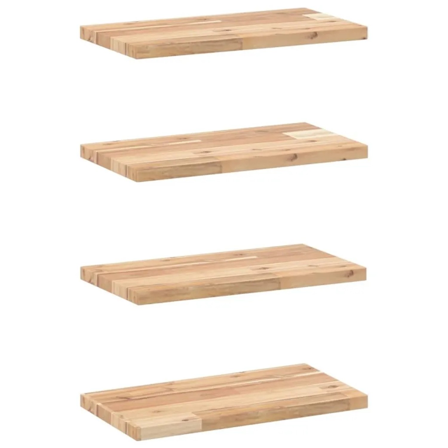 vidaXL Schweberegale 4 Stk 60x20x2 cm Massivholz Akazie Unbehandelt 3279342