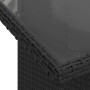 Detailansicht: Schwarzer Gartentisch der vidaXL Sofagarnitur aus Polyrattan mit Glasplatte.