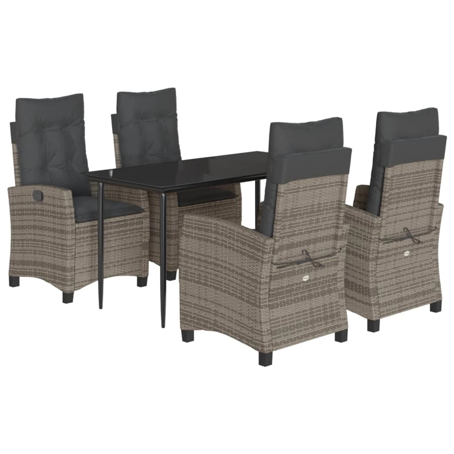 vidaXL 5-Tlg Garten-Essgruppe mit Kissen Grau Poly Rattan 3212785 günstig online kaufen
