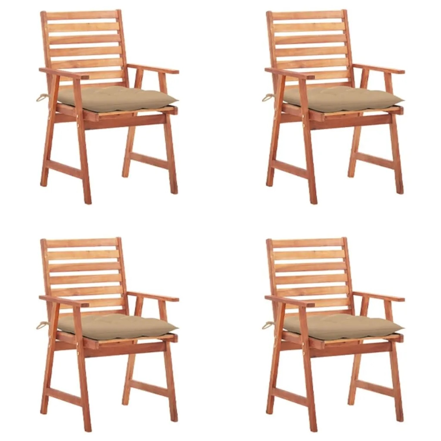 vidaXL Garten-Essstühle 4 Stk mit Kissen Massivholz Akazie 3078338