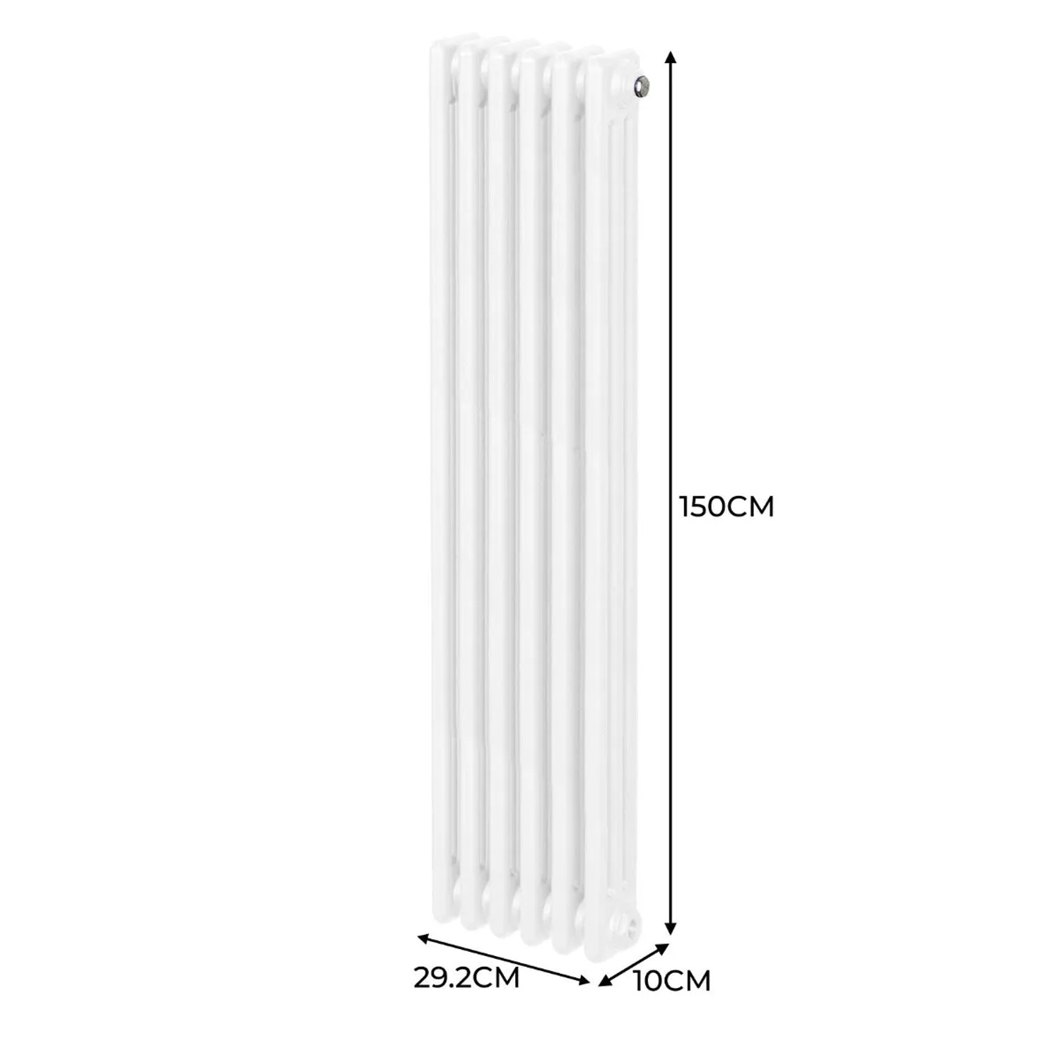 Weißer 3-Säulen Heizkörper, 1500x292mm, traditionelles Design für effiziente Wärme.