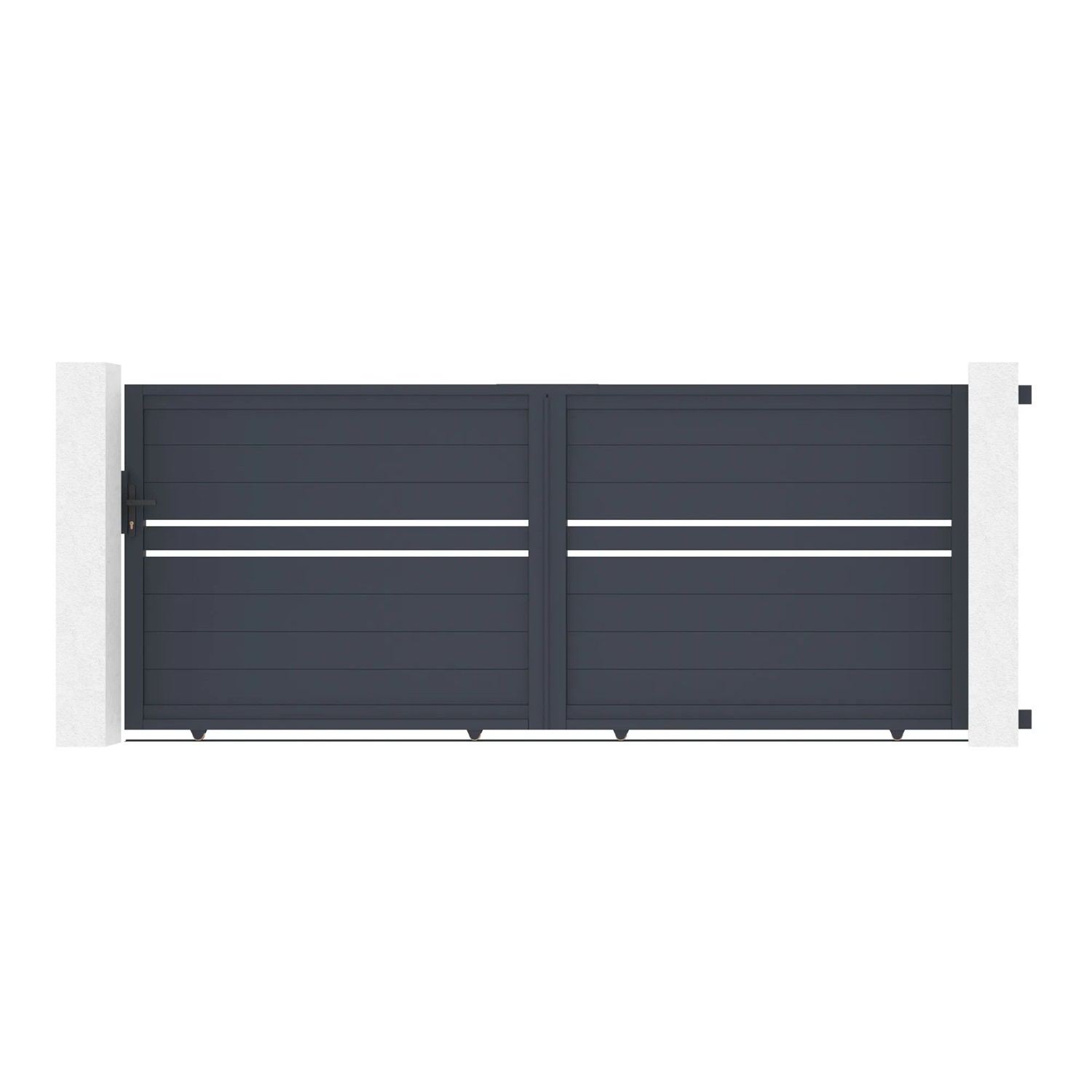 Casanoov Schiebetor Cimone 350x140cm Graues Aluminium & 2 Pfosten 20x20cm H günstig online kaufen