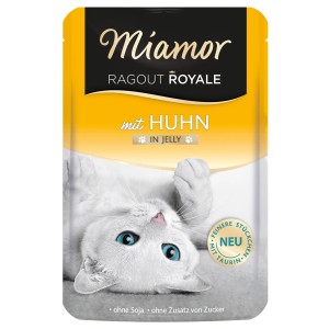 Miamor Ragout Royal Huhn in Jelly, 100g Katzen-Nassfutter im gelben Frischebeutel.