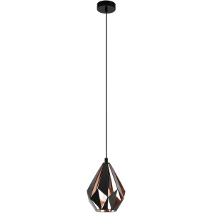 Eglo Hängeleuchte Carlton 1, schwarz-kupferfarbene Pendelleuchte im Vintage Design.