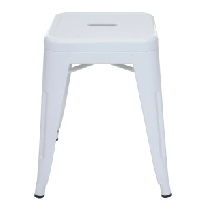 Weißer Metall Hocker im Industrie Design, stapelbar, Sitzhöhe 46cm, 6er Set.