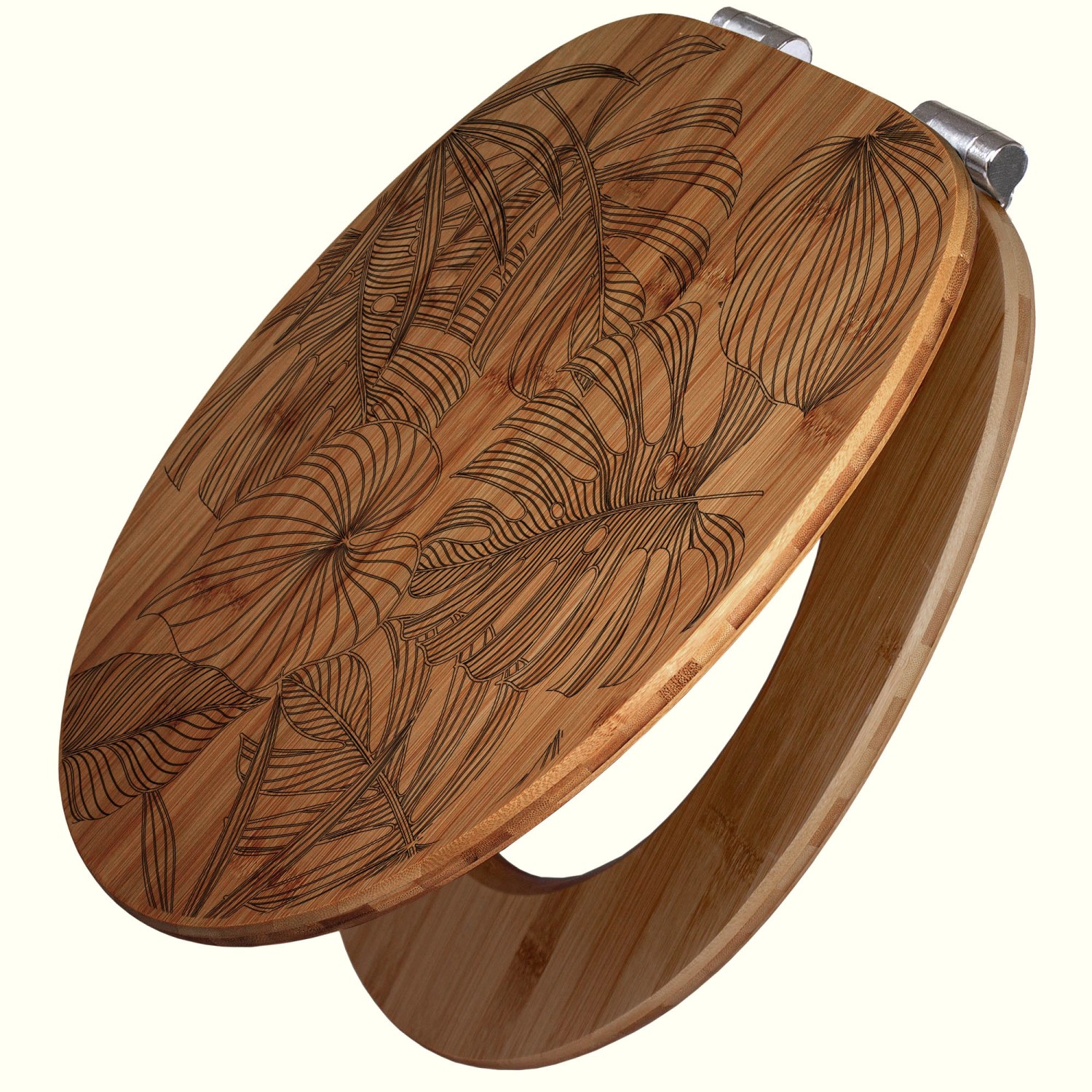 Banjado WC Sitz Bambus Holz Mit Gravur Toilettendeckel Mit Absenkautomatik günstig online kaufen