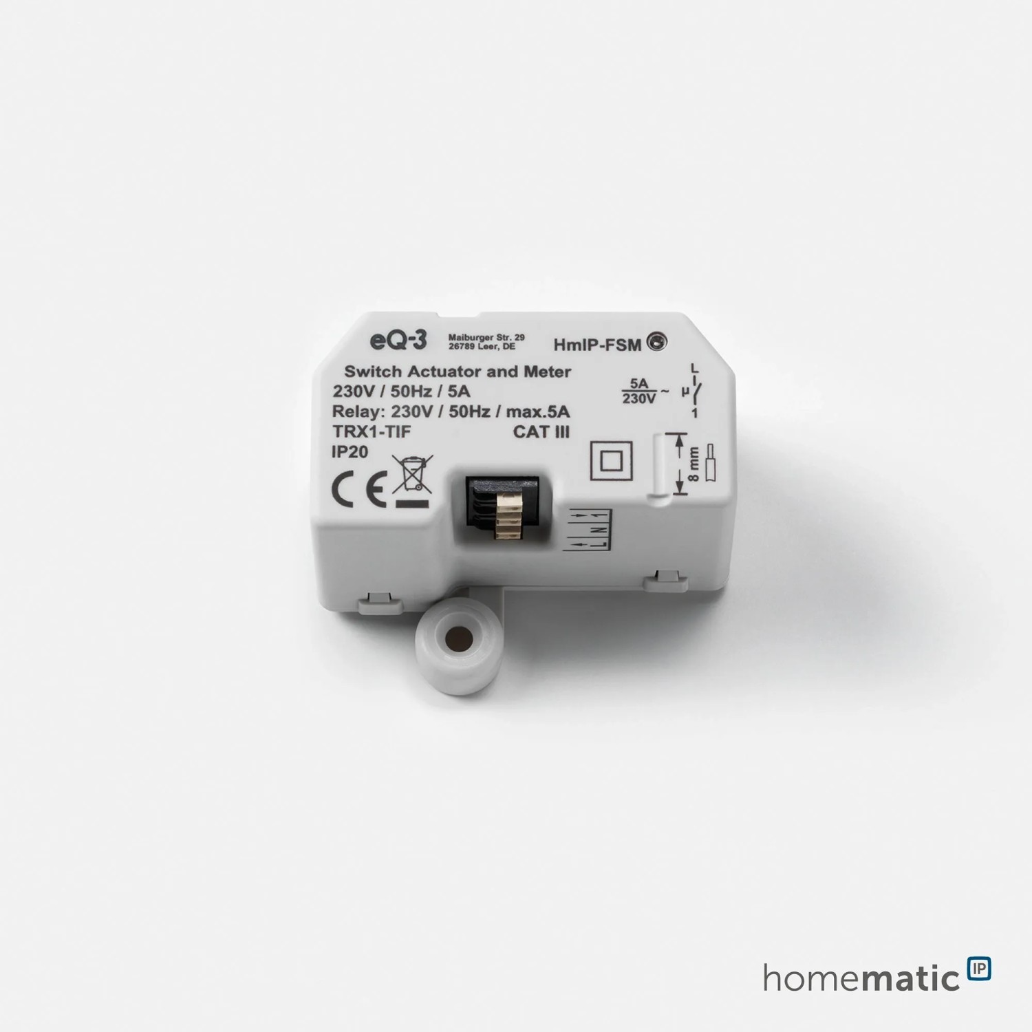 HmIP Schalt-Mess-Aktor (16 A) Unterputz für Hausautomation, Detailansicht.