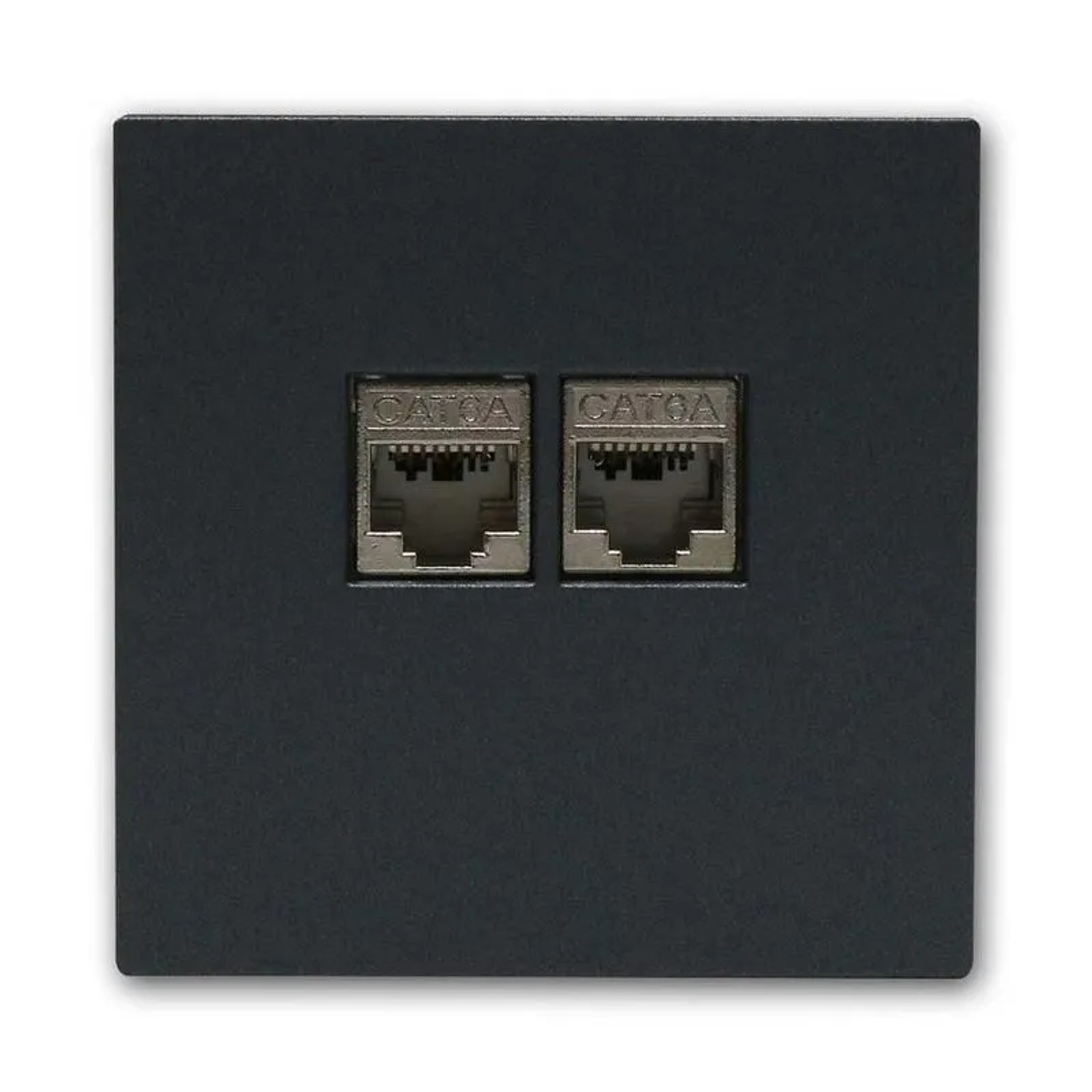 McPower Netzwerk Dose SHALLOW 2xRJ46 CAT6 Anthrazit ohne Rahmen