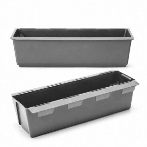 BigDean 2er Set Paletten Blumenkästen Einsatz mit Hängesystem zum Einhängen 37cm Grau Pflanzkasten für Europalette Balkonkasten Blumentopf