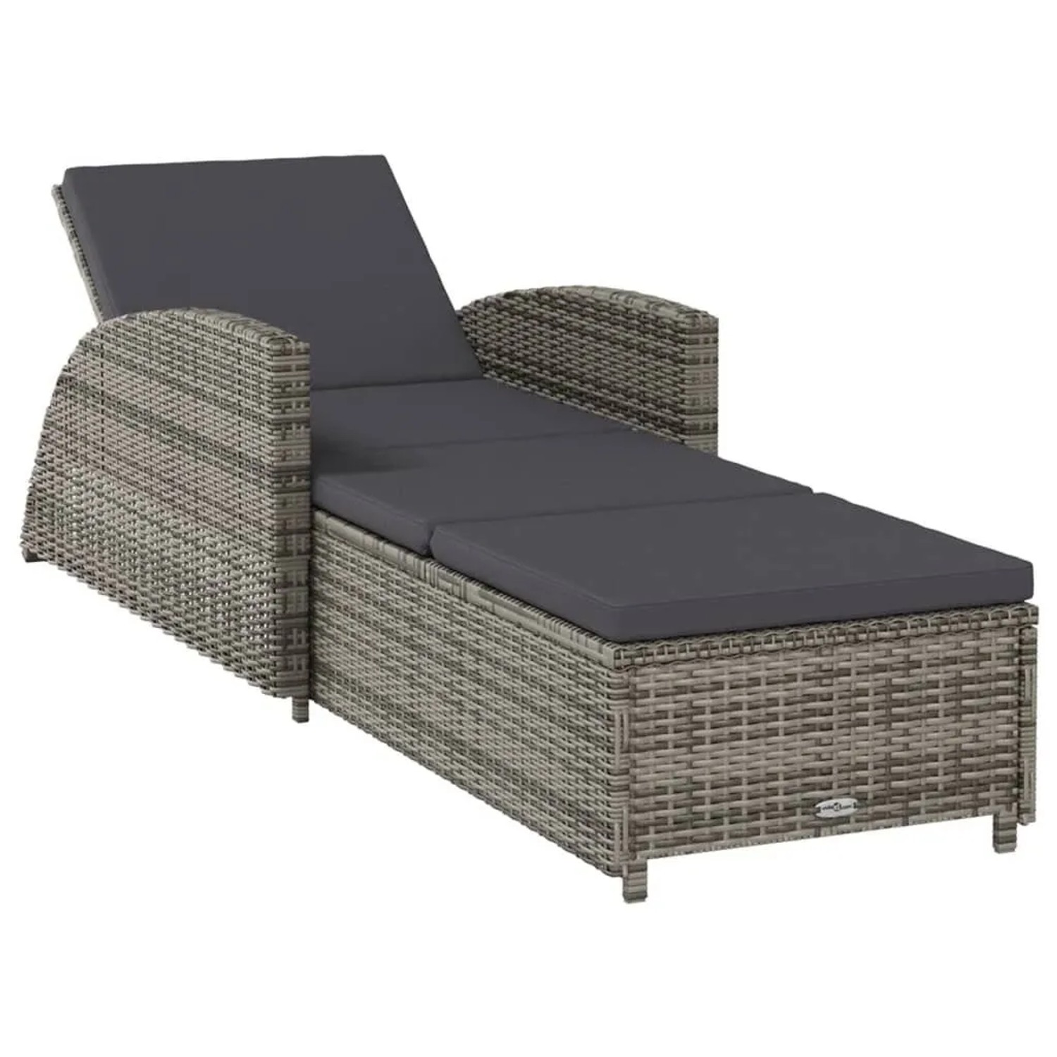 Furnicato Sonnenliege Aus Pe-rattan Mit Verstellbarer Rückenlehne 201x67x285 51 53 67 Cm Grau Mit Dunkelgrauer Auflage