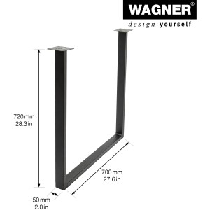 Schwarzer Wagner Designrahmen U-Form, 720x700 mm, für individuelle Tische.