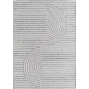 Grauer Ayyildiz Outdoor-Teppich Desert mit modernem Halbkreis-Muster, 120x170 cm.
