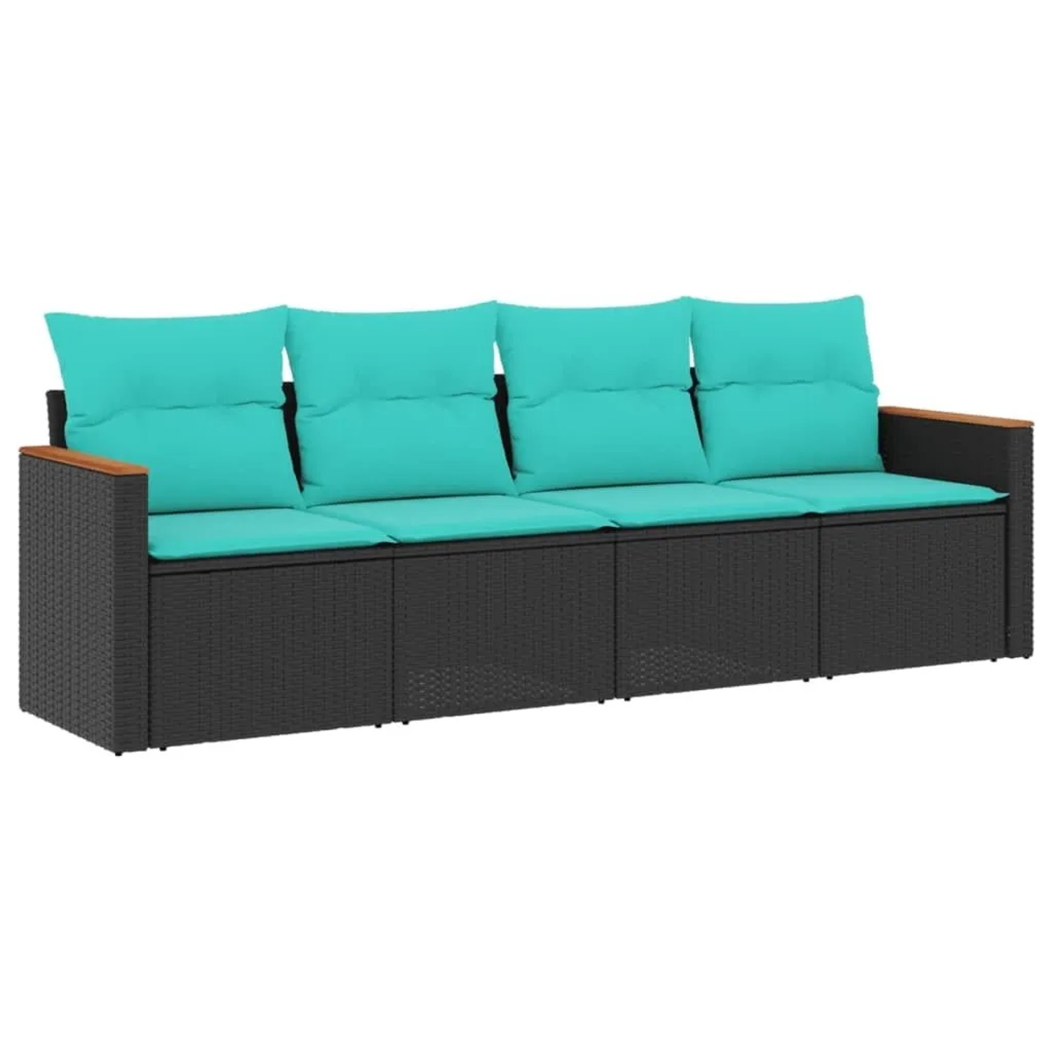 vidaXL 4-Tlg Gartensofa-Set mit Kissen Schwarz Polyrattan 3225770 günstig online kaufen