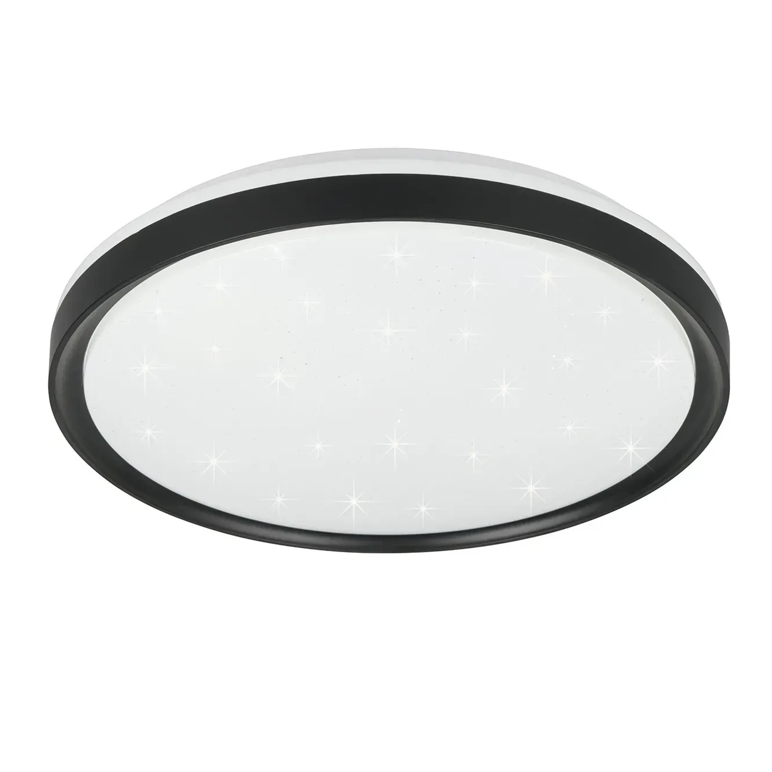 Moderne, schwarze LED-Deckenleuchte Solit mit Sternenmuster für Wohnräume.