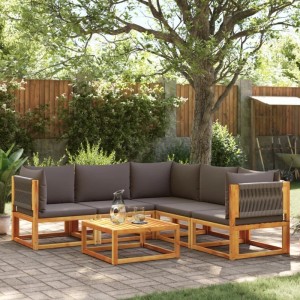 vidaXL 6-Tlg Gartensofa-Set mit Kissen Holz Akazie & Seil 3278828